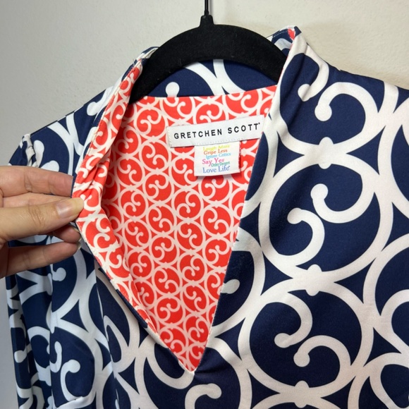 Gretchen Scott Womens Heavens Gates Dress Blue White Swirl Old Money No Belt Med - Picture 9 of 16